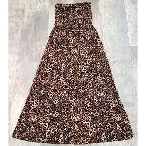 LASCANA Size 8 Animal Print Maxi Dress Elastic Bandeau Sleeveless Chic Flowy